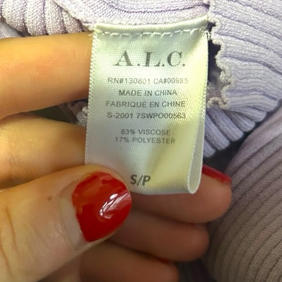 A.L.C. Brendan Stretchy Long Sleeve Ribbed Shirt Lilac Purple Size Small Spring - Picture 9 of 10